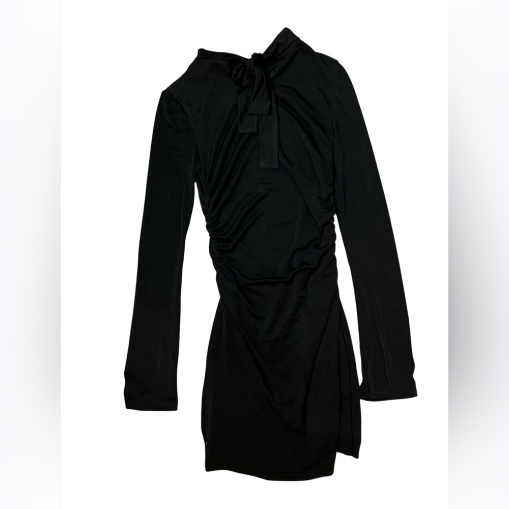 WAYF Vivi Tie Back Long Sleeve Black Minidress XS - Picture 5 of 6